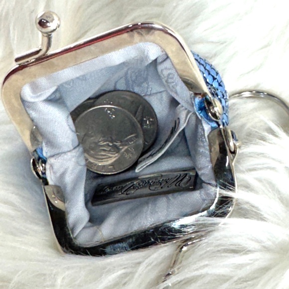💖 Whiting & Davis Signature Mesh Blue Keychain Coin Purse, Small - Picture 8 of 11